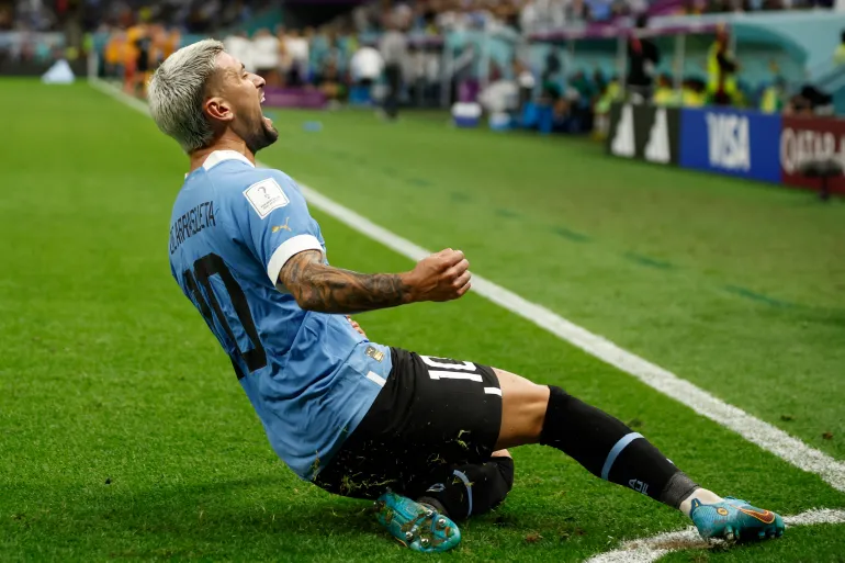 Uruguay goal celebration